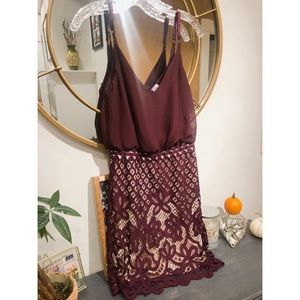 Maroon Lace Mini Dress